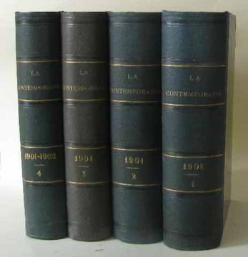 La contemporaine 1901-1902 en 4 vols - rangement par catégories: romans et nouvelles - contes et fantaisies humoristiques théâtre études littéraires ...