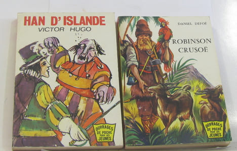 Lot de 2 livres Han d'islande -robinson crusoë. Hugo Victor Han D'islande