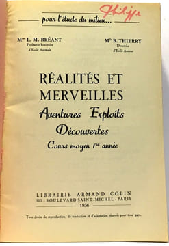 Réalités et merveilles lectures pour le cours moyen 1er année + Lectures sur le monde de la mer cours moyen 2e année --- 2 livres. Bréant Thierry --- ...