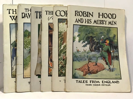 6 numéro de Tales from England: Robin Hood and his merry men Treasur Island The story of little nell Coral Island The vicar of wakefield The boyhood ...
