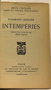 Intempéries - traduit de l'anglais par Jean Talva