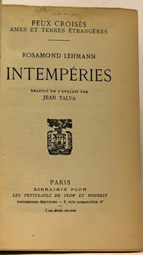 Intempéries - traduit de l'anglais par Jean Talva. Lehmann Rosamond