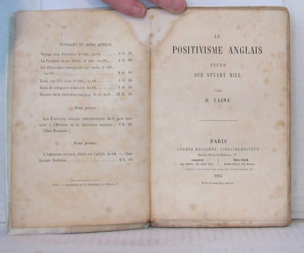 Le positivisme anglais étude sur Stuart Mill. Taine H