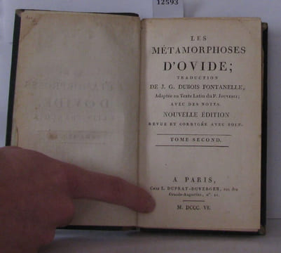 Les Métamorphoses DOvide TOME 2 SEUL ; Traduction De J. G. Dubois Fontanelle Adaptee au Texte Latin du P. Jouverci. Avec Des Notes. Nouv. Ed. Revue Et ...