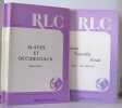 Revue de la littérature comparée Année 1979 Numéros 1 à 4. Collectif   Voisine J. Directeur