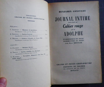 Journal intime précédé du Cahier rouge et de Adolphe.