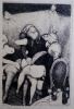 Eau-forte originale sur Papier Japon. Scène érotique entre quatre femmes et un homme.. [CURIOSA - Estampe originale] - Frans DE GEETERE.