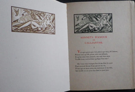 Les Chansons de Callianthe, fille de Ronsard (Madeleine de l'Aubespine, Dame de Villeroy) publiées par Roger Sorg, ornées de vignettes gravées sur ...