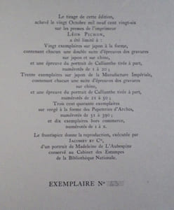 Les Chansons de Callianthe, fille de Ronsard (Madeleine de l'Aubespine, Dame de Villeroy) publiées par Roger Sorg, ornées de vignettes gravées sur bois par Paul Véra et d'un portrait de Callianthe reproduit en fac-similé.