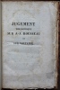 Jugement Philosophique sur J.-J. Rousseau et sur Voltaire.. [VOLTAIRE - ROUSSEAU] - AZAIS (Hyacinthe).