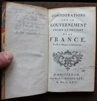Considérations sur le Gouvernement ancien et présent de la France. Par M. le Marquis d'Argenson.