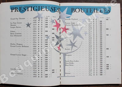 Liste des Grands Vins fins NICOLAS 1934.