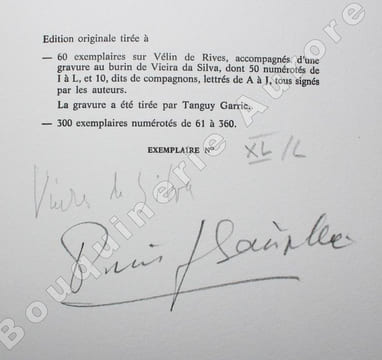 Gerbe dAmour et de Mort liée. Poèmes.. [VIEIRA DA SILVA (Maria-Helena)] - GRANVILLE (Pierre).