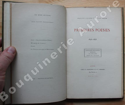 Premières Poésies 1856-1858. Fantaisies nocturnes - Hermosa - Les Préludes - Chant du calvaire.. VILLIERS DE LISLE ADAM (Comte Auguste de).
