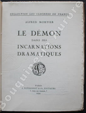 Le Démon dans ses incarnations dramatiques.. MORTIER (Alfred).