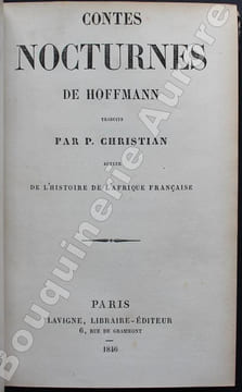 Contes nocturnes. Traduits par P. Christian, auteur de lHistoire de lAfrique française.. HOFFMANN (E.T.A.).