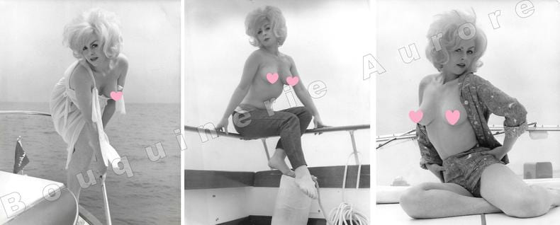 Jolie blonde platine aux seins nus en ext&eacute;rieur sur un yacht. 3 Photographies originales en tirage argentique.. Fonds de la c&eacute;l&egrave;bre revue de Charme ...