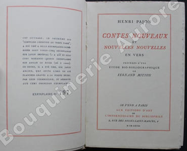 Contes nouveaux et Nouvelles nouvelles en vers.Précédés d'une étude bio-bibliographique de Fernand Mitton.