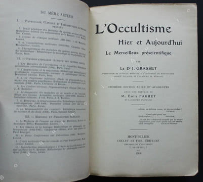 L'Occultisme hier et aujourd'hui. Le Merveilleux préscientifique.. GRASSET (Dr Joseph).