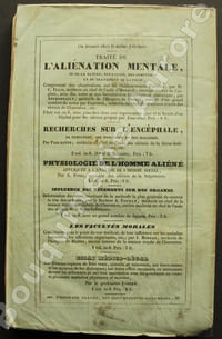 Recherches statistiques sur lAliénation Mentale faites à lHospice de Bicêtre.