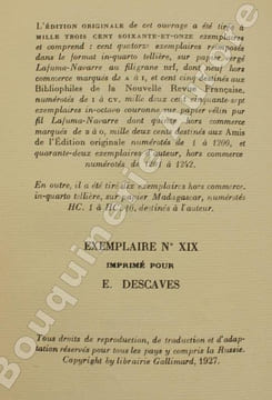 Aparté.Colère - Journal de Colère - Dix jours à Ermenonville.. LACRETELLE (Jacques de).