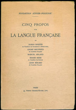 Cinq propos sur la langue française.. Collectif.