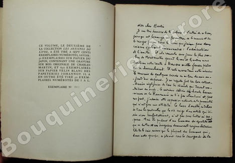 Les Artistes du Livre - Charles MARTIN. Etude critique par Marcel Valotaire. Lettre-préface de Pierre Mac-Orlan. Portrait de Dignimont. . [MARTIN ...