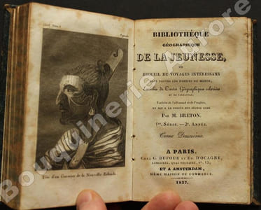 Bibliothèque géographique de la jeunesse, ou Recueil de voyages intéressans dans toutes les parties du monde, enrichis de cartes géographiques coloriées et de vignettes ; traduits de l'allemand et de l'anglais, et mis à la portée des jeunes gens par M. Breton.Première série - 2ème année - Tomes Premier à Douzième : Année complète.