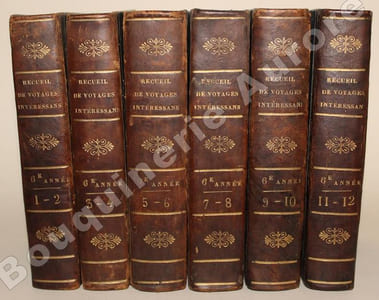 Bibliothèque géographique de la jeunesse, ou Recueil de voyages intéressans dans toutes les parties du monde, enrichis de cartes géographiques coloriées et de vignettes ; traduits de l'allemand et de l'anglais, et mis à la portée des jeunes gens par M. Breton.Deuxième série - 6ème année - Tomes Premier à Douzième : Année complète.