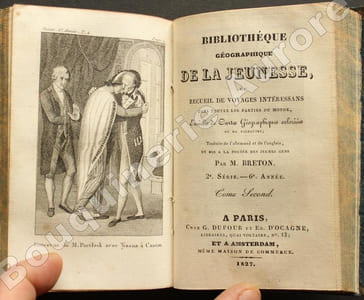 Bibliothèque géographique de la jeunesse, ou Recueil de voyages intéressans dans toutes les parties du monde, enrichis de cartes géographiques coloriées et de vignettes ; traduits de l'allemand et de l'anglais, et mis à la portée des jeunes gens par M. Breton.Deuxième série - 6ème année - Tomes Premier à Douzième : Année complète.