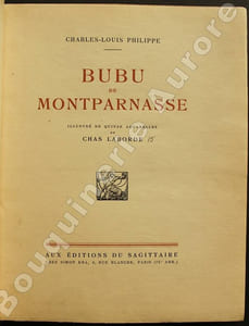 Bubu de Montparnasse. Illustré de 15 aquarelles de Chas Laborde.