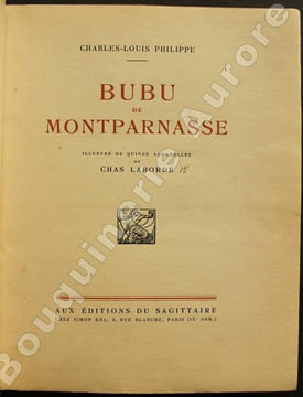 Bubu de Montparnasse. Illustré de 15 aquarelles de Chas Laborde.. --Jolie 1/2 reliure mosaïquée de Capelle--[CHAS LABORDE] - PHILIPPE (Charles-Louis).