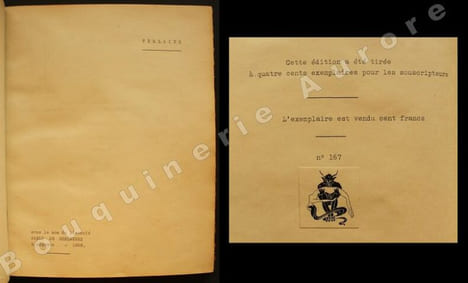Oeuvres libres - Amies - Femmes - Hombres.. --Tapuscrit agrémenté de 41 vignettes érotiques à l'encre de Chine--VERLAINE (Paul).