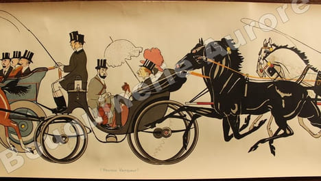 "Sem au bois" ou "Le retour des courses".. Le Tout-Paris de la Belle Epoque en 9 mètres de long !aSEM (Georges Goursat, dit) - ROUBILLE (Auguste).