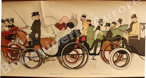 "Sem au bois" ou "Le retour des courses".. Le Tout-Paris de la Belle Epoque en 9 mètres de long !aSEM (Georges Goursat, dit) - ROUBILLE (Auguste).