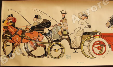 "Sem au bois" ou "Le retour des courses".. Le Tout-Paris de la Belle Epoque en 9 mètres de long !aSEM (Georges Goursat, dit) - ROUBILLE (Auguste).