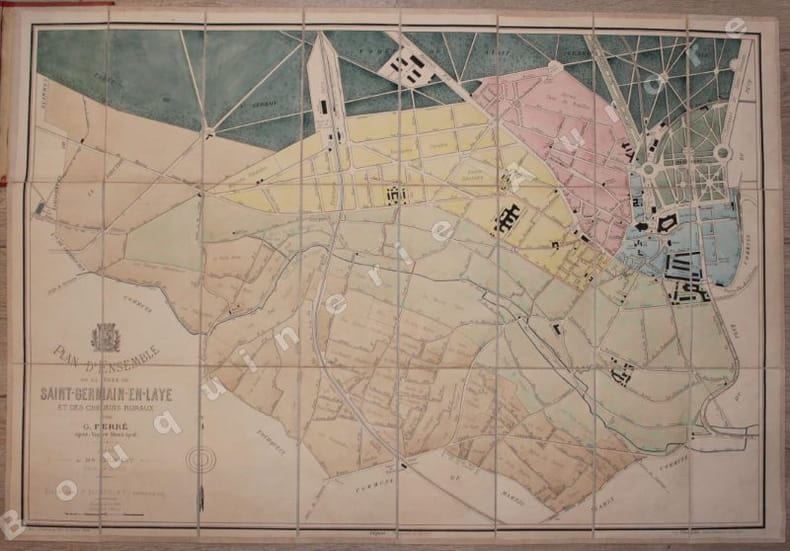 Plan d'ensemble de la Ville de Saint-Germain-en-Laye et des chemins ruraux par G. Ferr&eacute;, Agent-Voyer Municipal.D&eacute;di&eacute; &agrave; Mr Gilbert, Maire de la Ville.. ...