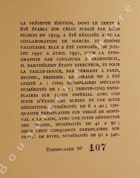 Les Amours pastorales de Daphnis et Chloé.Traduction de Jacques Amiot. Gravures au burin de Jean Dulac.. [DULAC (Jean)] - LONGUS.