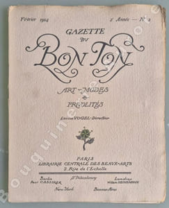 La Gazette du Bon Ton - Art - Modes & Frivolités - Lucien Vogel, Directeur. 2e année - Février 1914 - N°2. (ATTENTION : NUMERO COMPLET DU TEXTE MAIS SANS LES POCHOIRS HORS-TEXTE).