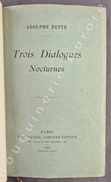 Trois dialogues nocturnes.. Adolphe RETTE.