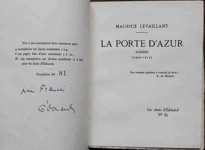 La porte d'Azur. Poèmes (1909-1914).