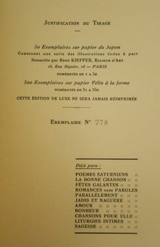 Poésies de Paul Verlaine. Elégies. Illustrations de André Cahard.. [CAHARD (André)] - VERLAINE (Paul).