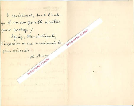 Lettre autographe signée de Charles ROUVIER, représentant des Français en ARGENTINE.. Charles ROUVIER - Ministre de France à Buenos-Aires ...