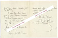 Lettre autographe signée d'Auguste CAIN, Scupteur animalier.