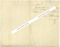 Lettre autographe signée d'Amélie COLOMBIER, sculpteur français.