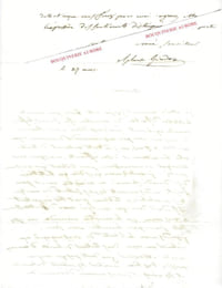 Lettre autographe signée de GIRODON, peintre français.