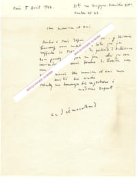 Lettre autographe signée d'André MARCHAND, peintre et illustrateur français.