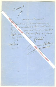 Lettre autographe signée de Benjamin Antier, créateur du personnage de Robert Macaire.