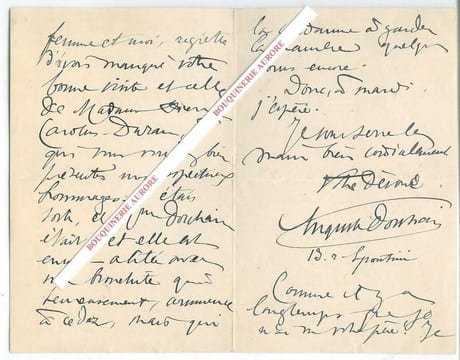 Lettre autographe signée d'Auguste Dorchain, Poète et auteur dramatique français, adressée au peintre Carolus-Duran.. Auguste DORCHAIN (1857-1930) - ...
