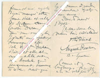 Lettre autographe signée d'Auguste Dorchain, Poète et auteur dramatique français, adressée au peintre Carolus-Duran.